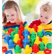 24 Conjunto Parafuso Blocos De Construção De Inserção De Plástico Forma Porca Brinquedos Para Crianças Educativos Modelos Escala montessori Brinquedos Educativos Infantis