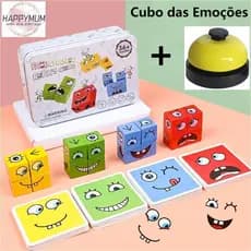 Jogo Educativo Cubo das Emoções 64 Cartas Brinquedo/ Jogos De Emoji Para Crianças Cartões Blocos De Expressão Infantil