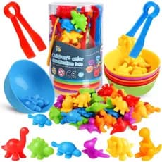 Brinquedos Sensoriais Montessori Para Crianças Contagem De Animais De Dinossauro Com Clipes E Tigelas Jogo De Seleção De Cores Pedagogicos Atividades Coordenação Motora Fina Educativos Jogos Para Autismo Infantil Tolders