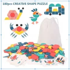 180 Peças Quebra-Cabeças De Madeira 3D Em Forma Geométrica Baby Montessori Brinquedos Educacionais Para Crianças