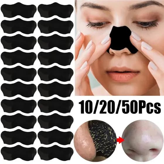 50 Pcs Bambu Carvão Profundo Limpeza Nariz Tira Cravo Nasal Ponto Facial Dot Adesivo Máscara Cabeça Preta Acne