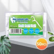50pcs Fio Dental Polimérico Stick Super Fino Linha Limpeza Oral Plana Arcuar Dentes Tubilares