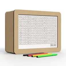 Cofre Desafio 1000 5000 10000 Caixa Dinheiro De Madeira Método Japonês Poupança Mdf m3