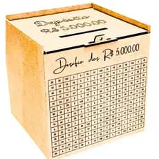 CAIXA DE 5 MIL DESAFIO DOS DEPOSITOS GUARDE CINCO 5000 MILREAIS COM ESTE COFRE COFRINHO URNA M1