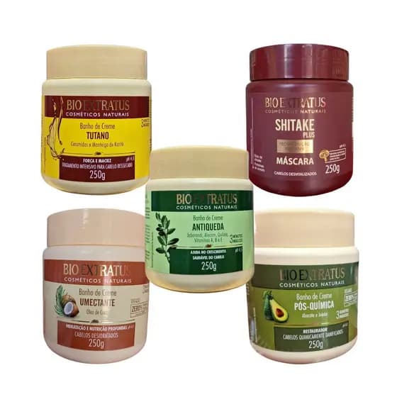 Kit Cronograma Capilar Completo Bioextratus 5 Máscaras 250g Hidratação Nutrição Reconstrução Profiss