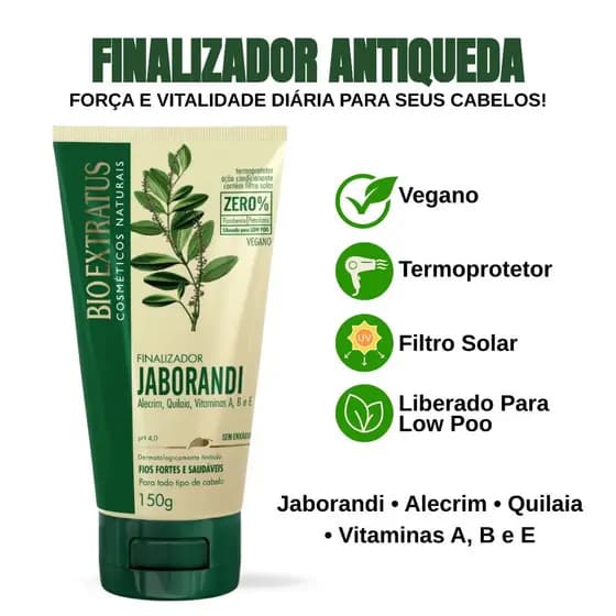 Finalizador Bio Extratus Antiqueda 150g | Creme Pentear Vegano Fortalecedor com Jaborandi, Alecrim