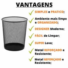 Lixeira Aramada Acrílico Rattan Pia Escrit Banheiro HomeOffice  5/10L Quadrada Redonda Medida Ideal
