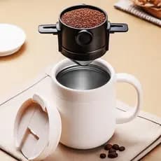 Mini Filtro Coador Café Portátil Reutilizável Suporte Dobrável Compacto Filtragem eficaz