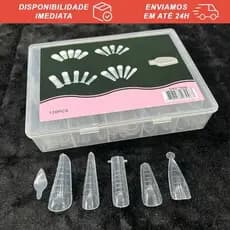 Molde F1 120 Unidades c/ 4 Modelos + Adesivo Francesa Reversa | Tips Para Alongamento de Unhas Gel Fibra Acrigel