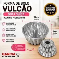 Forma de Bolo Decorada Gota Vulcão Alta em Alumínio | Para Bolos de 1Kg