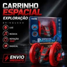 Carrinho Espacial infantil Exploração Brinquedo bate volta Luz Música Rotação 360° Radical diversão