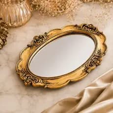 Bandeja Francesa Espelhada Decorativa Modelo Europeu para Mesa Bar ou Aparador