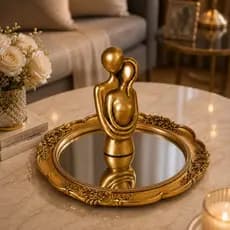 Kit Bandeja + Casal de Namorados Apaixonados Decoração Quarto Sala Home Enfeites Mesa Casamento