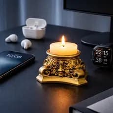 Castiçal Decorativo Clássico em Resina Mineral – Estilo Sofisticado