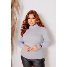 Cacharrel Gola Alta Plus Size Blusa Feminina de Inverno 1130-C1