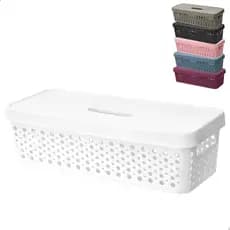Cesto Organizador 3,6 Litros 34x14x9,5 Multiuso Gaveta Caixa Organizadora Rattan Alça