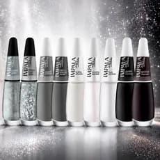 Kit 9 Esmaltes Impala Glitter Preto Cinza Branco Atacado Manicure