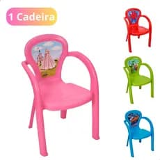 Cadeira Infantil Plástico Decorada Resistente Brincar Lanche Estudo Princesa Dino Homem Aranha Carro