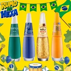 Kit Esmaltes Impala Verde Azul Amarelo Tudo Dourado Hexa Brasil Copa do Mundo Seleção Futebol