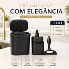 Conjunto Pia De Cozinha Kit Pia Cozinha, \Dispenser, Lixeira Grande 3,5L, Porta Detergente e Rodinho