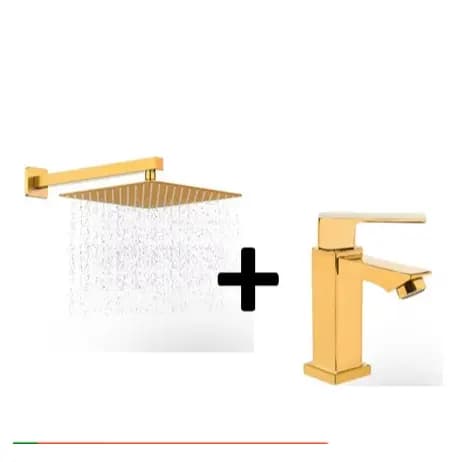 KIT CHUVEIRO DUCHA 20x20 INOX 304 PISCINA AREA EXTERNA+ TORNEIRA LUXO