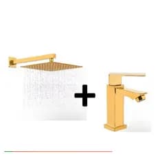 KIT CHUVEIRO DUCHA 20x20 INOX 304 PISCINA AREA EXTERNA+ TORNEIRA LUXO