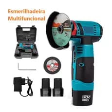 ESMERILHADEIRA LIXADEIRA ANGULAR 12V RECARREGÁVEL 2 BATERIAS 110/220v 1500mah C/MALETA