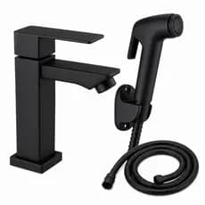 Kit Banheiro Preto Fosco Torneira + Ducha Higiênica ABS