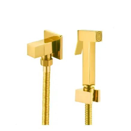Ducha Higiênica Quadrada Metal Dourada Ouro Inox Chuveirinho Intima Banheiro Luxo.