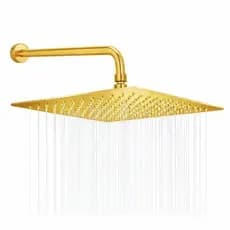 DUCHA CHUVEIRO ARTICULADO DOURADO 20x20 INOX QUADRADO.