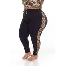 Calça Jogger Feminina Plus Size Cintura Alta Tamanhos Do 46 Ao 54