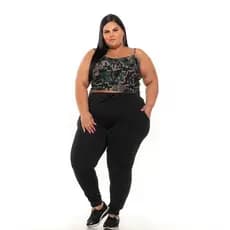 Calça Plus Size Feminina Modelo Jogger Malha Crepe 2 Bolsos
