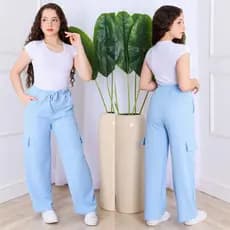 Calça Feminina Juvenil Cargo Para Meninas 10 a 16 Anos – Malha Crepe Moderna