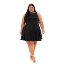 Vestido Feminino Plus Size Preto Curto Rodado Lindo Tendência Envio Imediato