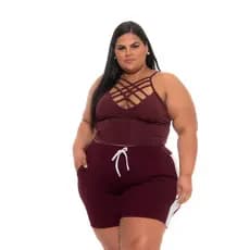 Short Feminino Plus Size Com Bolsos Lycra Tamanhos Grandes
