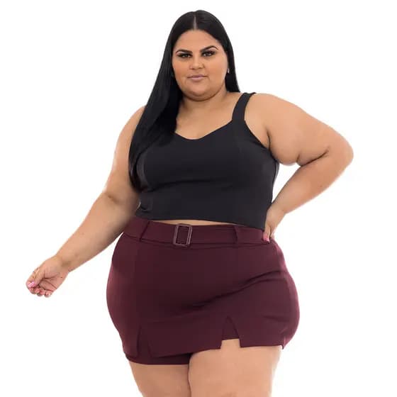 Short Saia Plus Size Crepe Linda Tendência Moda Promoção