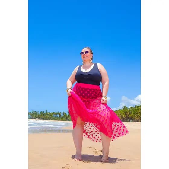 Saida de Praia Plus Size saia Tule Poá tendência piscina verão clube Promoção