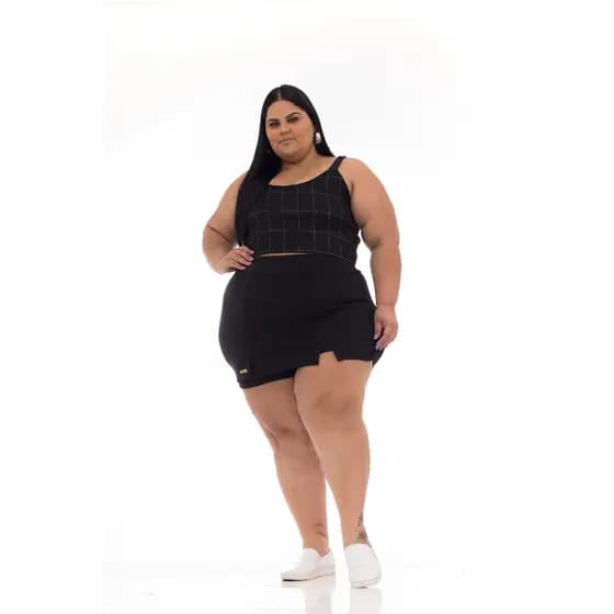 Short Saia Fenda Na Lateral Feminino Plus Size Curto Envio Imediato
