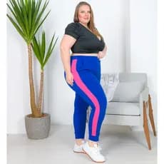 Calça Jogger Feminina Plus Size Academia Cintura Alta Malha Crepe Envio Imediato