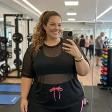 Blusa de Tule Plus Size Academia Feminina Fitness 46a54 Linda