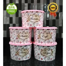 KIT JOGO DE MANTIMENTO 5 PEÇAS DECORADO  potes mantimentos armazenamento alimentos marmitas vasilhas