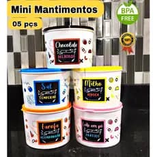 Kit conjunto jogo de potes 5 potes porta mantimentos 1 L kit decorado