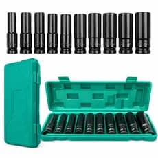 Kit Soquetes Impacto Longo 1/2 Polegada + Maleta Aço Ferramentas Mecânica Profissional -
