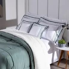 Kit Jogo de Cama Inverno Luxo Coberdrom E Fronha Moderno Estampado Aveludado 600 Fios Importado