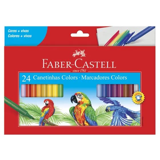 Caneta Hidrográfica Faber Castell 24 Cores Ref: 15.0124CZF