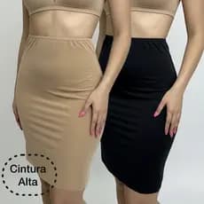 Saia Anágua Feminina Segunda Pele Cintura Alta Mídi Por Baixo Da Roupa Sem Transparência