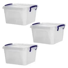 Kit 3 Potes Organizadores Grande 5L Com Trava Alimentos Hermético Niquelart N487