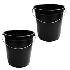 Kit 2 Baldes Grandes e Reforçados de Plástico 30 Litros Preto Plasnew P1517