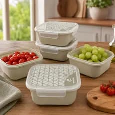 Jogo 10 Potes Para Armazenar Alimentos 800ml Com Travas Laterais Resistente E Design Moderno