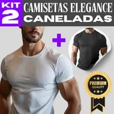 Kit 2 Camisetas Camisas Masculina Canelada Americana Blusa Americana Masculina Camisa Slim Americana Justa Ao Corpo